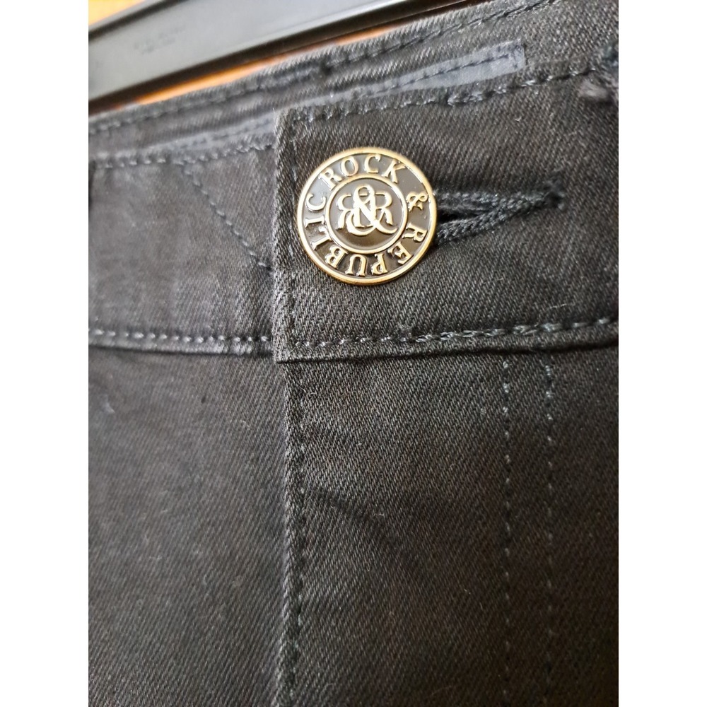Rock & Republic Women's Black Cotton Kendra Curvy Bootcut Denim Jeans Pants Sz 6 - Picture 2 of 16